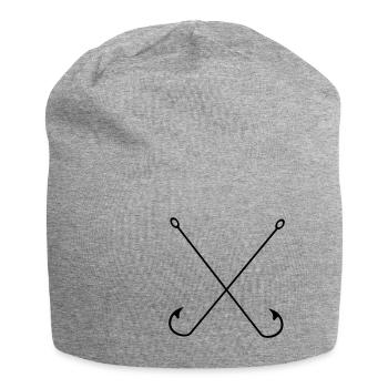 Fishing, hook, fishing hook, vintage, hipster, fish - Jersey Beanie - heather grey - Front
