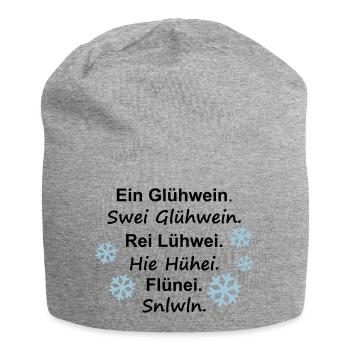 ein Glühwein swei Schneeflocke - Jersey-Beanie - Grau meliert - Vorne