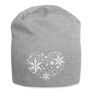 Schneeball Herz - Jersey-Beanie - Grau meliert - Vorne
