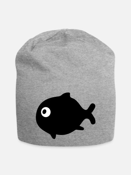 Fisch - Jersey-Beanie - Grau meliert