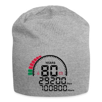 compteur anniversaire years ans 80 - Bonnet en jersey - gris chiné - Devant