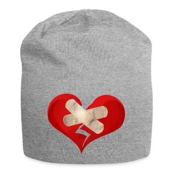 Heilender Herzverband - Jersey-Beanie - Grau meliert - Vorne