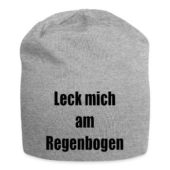 Leck mich am Regenbogen Geschenk Statement - Jersey-Beanie - Grau meliert - Vorne