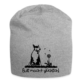 367b Bull Terrier make you happy - Jersey Beanie - heather grey - Front