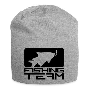 schwarz fishing team sport logo gefangen fisch ang - Jersey-Beanie - Grau meliert - Vorne
