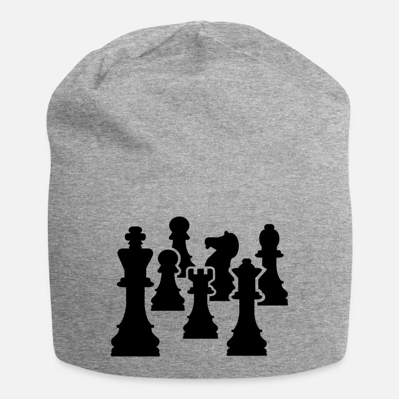 Schach - Jersey-Beanie - Grau meliert