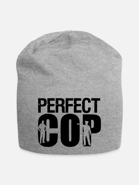 Perfect Cop Polizei Polizist Beruf Spruch Geschenk - Jersey-Beanie - Grau meliert