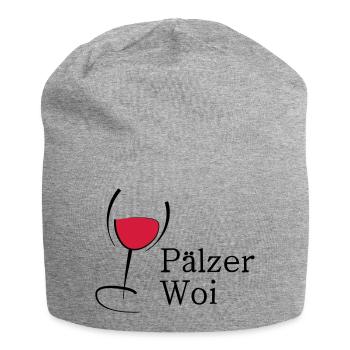 Pälzer Woi Weinglas - Jersey-Beanie - Grau meliert - Vorne