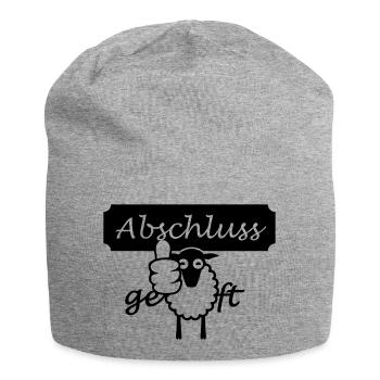 Abschluss geschafft (1c) - Jersey-Beanie - Grau meliert - Vorne