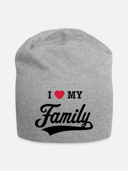 I Love My Family! (Ich Liebe Meine Familie! / 2C) - Jersey-Beanie - Grau meliert