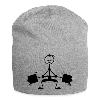 Weight training weight lifts logo, emblem - Jersey Beanie - heather grey - Front
