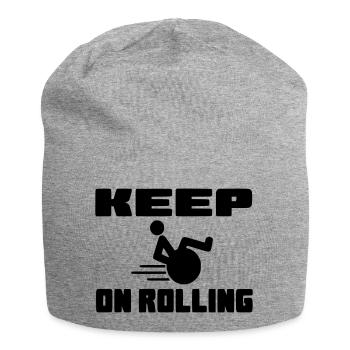 Continuez à rouler avec votre fauteuil roulant # - Bonnet en jersey - gris chiné - Devant