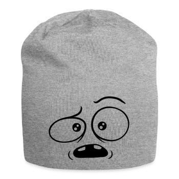 Confused skeptical comic face - Jersey Beanie - heather grey - Front
