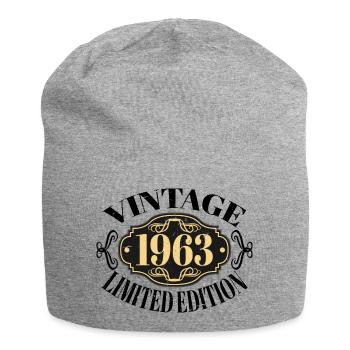 Jahrgang 1963 - 60 Jahre alt, Geschenk zum 60. Geburtstag - Jersey-Beanie - Grau meliert - Vorne