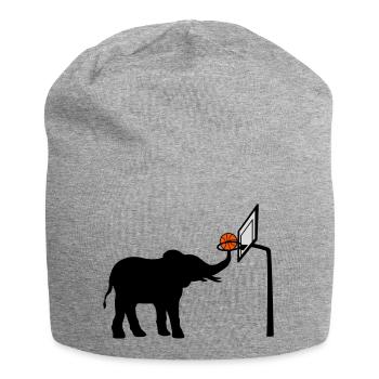 Silhouette d’éléphant jouant au basket-ball - Bonnet en jersey - gris chiné - Devant