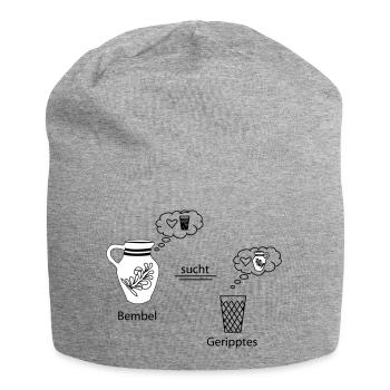 Denkblasen Bembel und Geripptes - Jersey-Beanie - Grau meliert - Vorne