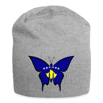 Kosovo Flagge Schmetterling - Jersey-Beanie - Grau meliert - Vorne