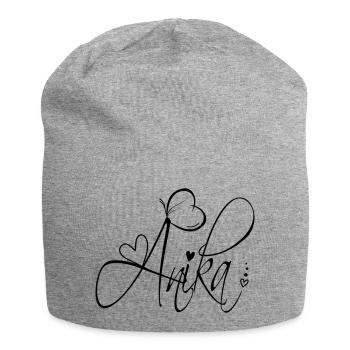 Anika Name Vorname Mädchen Kalligrafie Dekor - Jersey-Beanie - Grau meliert - Vorne