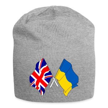 Flagge von England und Flagge Ukraine - Jersey-Beanie - Grau meliert - Vorne