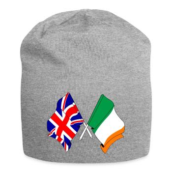 Flagge von England und Flagge von Irland - Jersey-Beanie - Grau meliert - Vorne