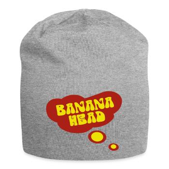 Große rote Denkblase im ausgewaschenen BANANENKOPF - Jersey-Beanie - Grau meliert - Vorne