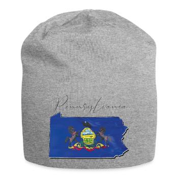 Pennsylvania Flag in Pennsylvania Map PA - Jersey Beanie - heather grey - Front