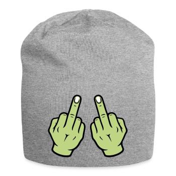 Mittelfinger Hand - Jersey-Beanie - Grau meliert - Vorne
