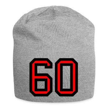 60. 60 ANS. 60e ANNIVERSAIRE. ANNIVERSAIRE 60 ANS. - Bonnet en jersey - gris chiné - Devant