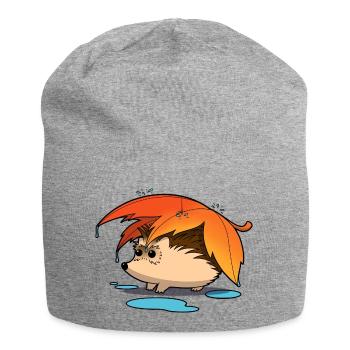 Hérisson sous parapluie feuillu - Bonnet en jersey - gris chiné - Devant