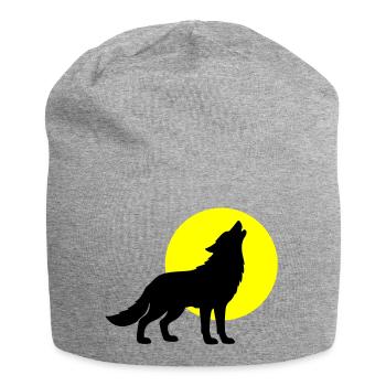 Wolf Silhouette - Jersey-Beanie - Grau meliert - Vorne