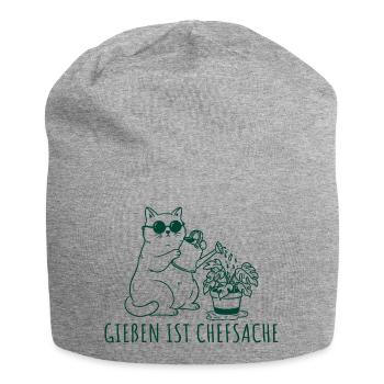 Gießen ist Chefsache Coole Gärtner Katze - Jersey-Beanie - Grau meliert - Vorne