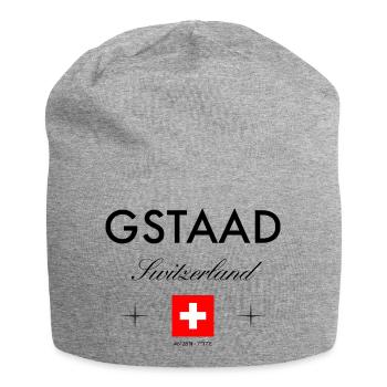 Gstaad, Suisse, coordonnées, voyage, souvenir - Bonnet en jersey - gris chiné - Devant