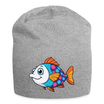 Bunter Tropischer Fisch - Jersey-Beanie - Grau meliert - Vorne