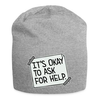 It's Okay To Ask For Help Help Questions Saying Logo - Jersey Beanie - heather grey - Front