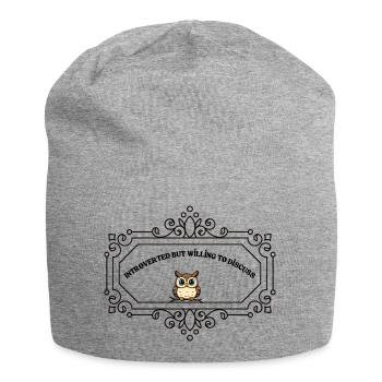Introverted But Willing To Discuss | Funny Introve - Jersey Beanie - heather grey - Front