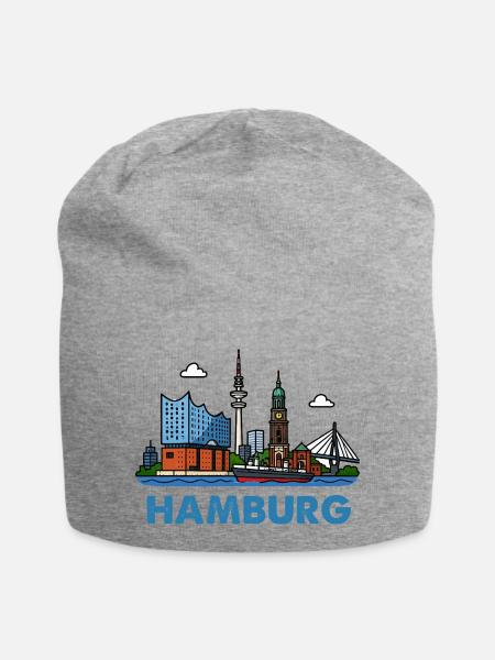 Hamburg Skyline Stadt - Jersey-Beanie - Grau meliert