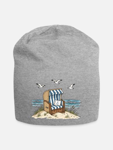Strandkorb am Meer - Jersey-Beanie - Grau meliert
