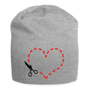 Herz - Jersey-Beanie - Grau meliert - Vorne
