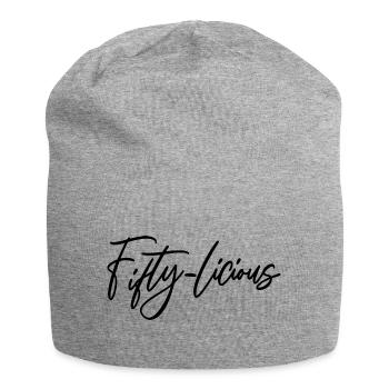 Fifty-Licious Funny 50th Birthday Party Men Women - Jersey Beanie - heather grey - Front