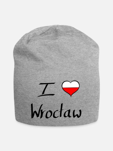 I love wroclaw - Ich liebe Breslau - Jersey-Beanie - Grau meliert