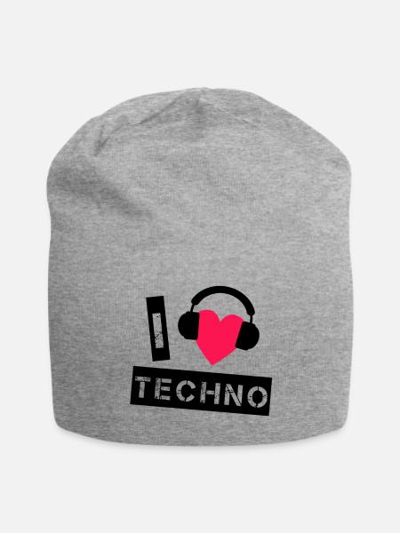 Techno - Jersey-Beanie - Grau meliert