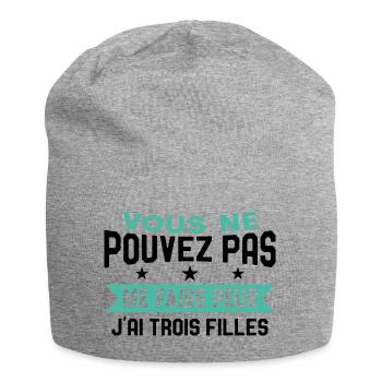 Drôle Papa J'Ai Trois Filles Meilleur Papa Cadeau - Bonnet en jersey - gris chiné - Devant