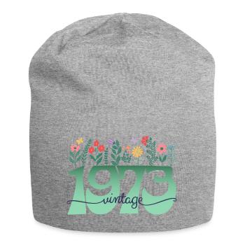 Motif Fleurs 1973 Fête Anniversaire Femme 50 Ans - Bonnet en jersey - gris chiné - Devant