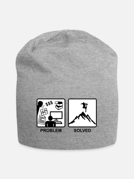 Ski, Problem solved - Skifahren - Jersey-Beanie - Grau meliert
