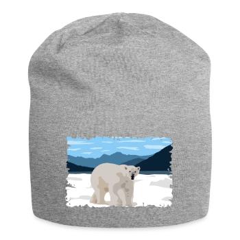 Eisbär auf der Eisschollen-Naturlandschaft - Jersey-Beanie - Grau meliert - Vorne