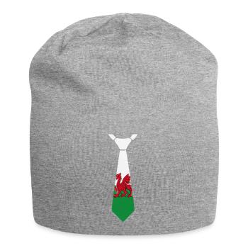 Walisisches Drachenkrawatten-Grün-Weiß-Thema - Jersey-Beanie - Grau meliert - Vorne