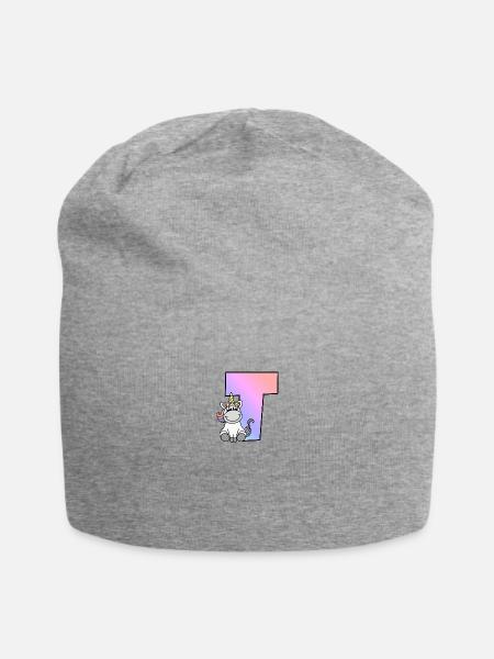 Einhorn Buchstabe T - Jersey-Beanie - Grau meliert