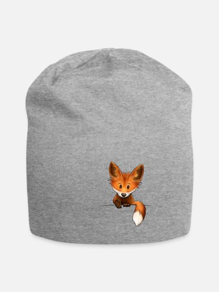 Kleiner wilder Funky Fuchs Wildtier Illustration - Jersey-Beanie - Grau meliert