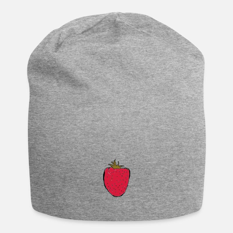 Erdbeeren - Jersey-Beanie - Grau meliert
