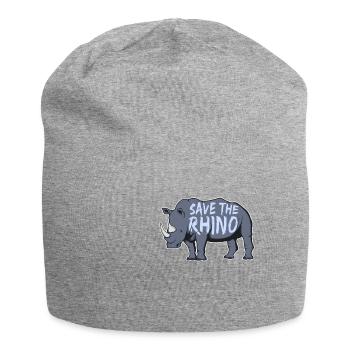 Nashorn Bedrohte Tierart - Jersey-Beanie - Grau meliert - Vorne